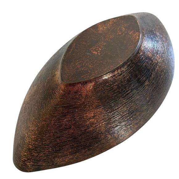 Bombay Company Oval Decorative Bowl Bronze Copper Textured Finish Centerpiece - Picture 6 of 8